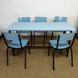 Blue formica table & chairs set