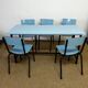 Blue formica table & chairs set