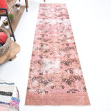 2x9 Pink Floral Vintage Runner Rug