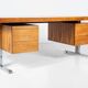 Bureau moderne du milieu du siècle en bois et chrome, Italie, années 1970