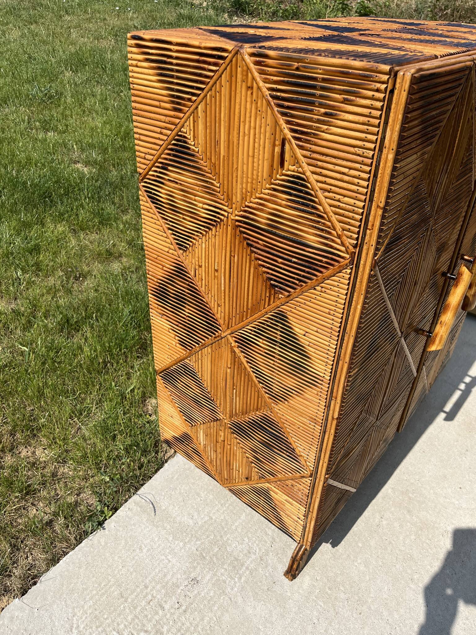 Storage unit, rattan sideboard from the 50s/60s