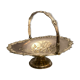 Cut basket basket handle on pedestal in silver metal with floral decoration