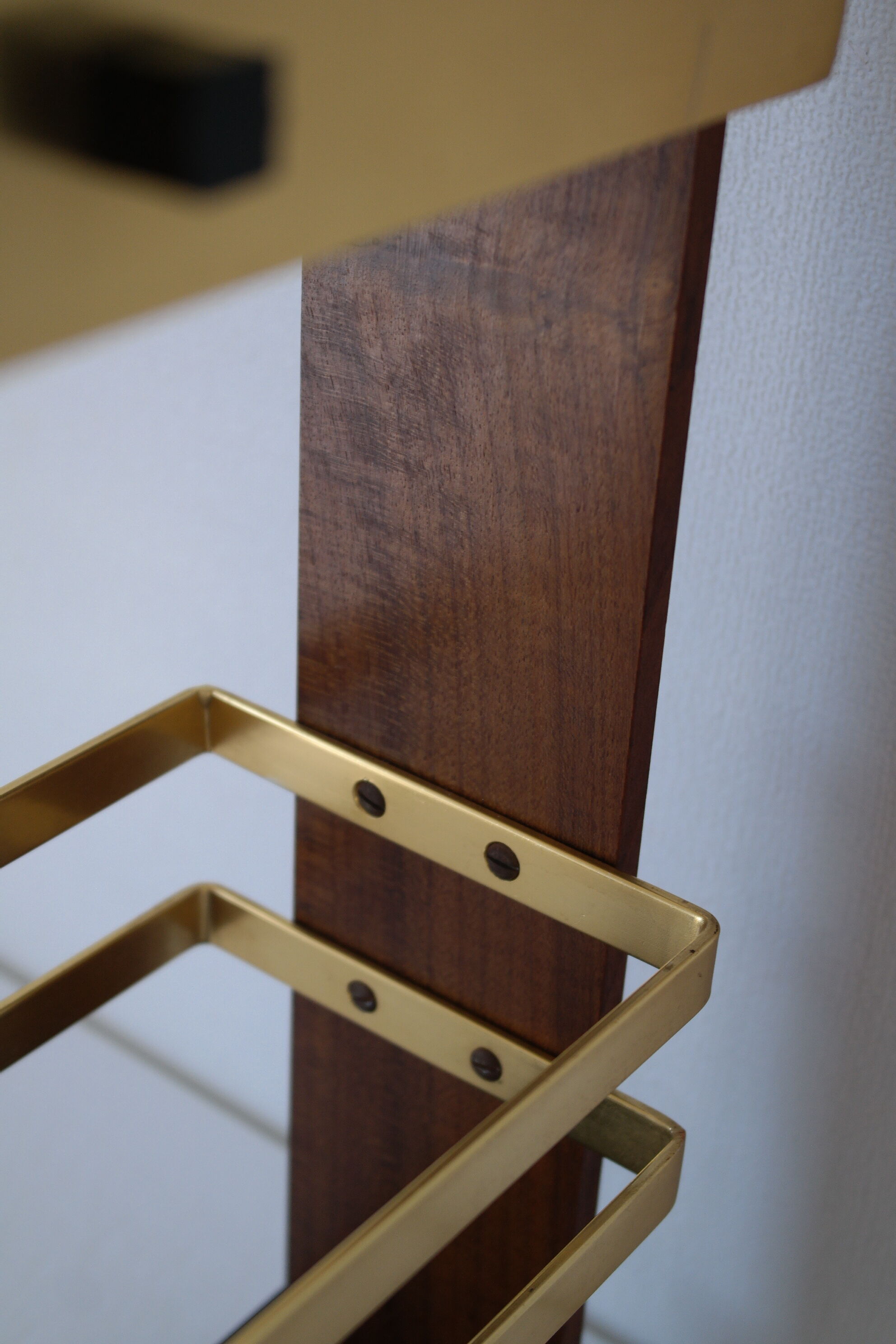 Vintage wooden and brass umbrella holder