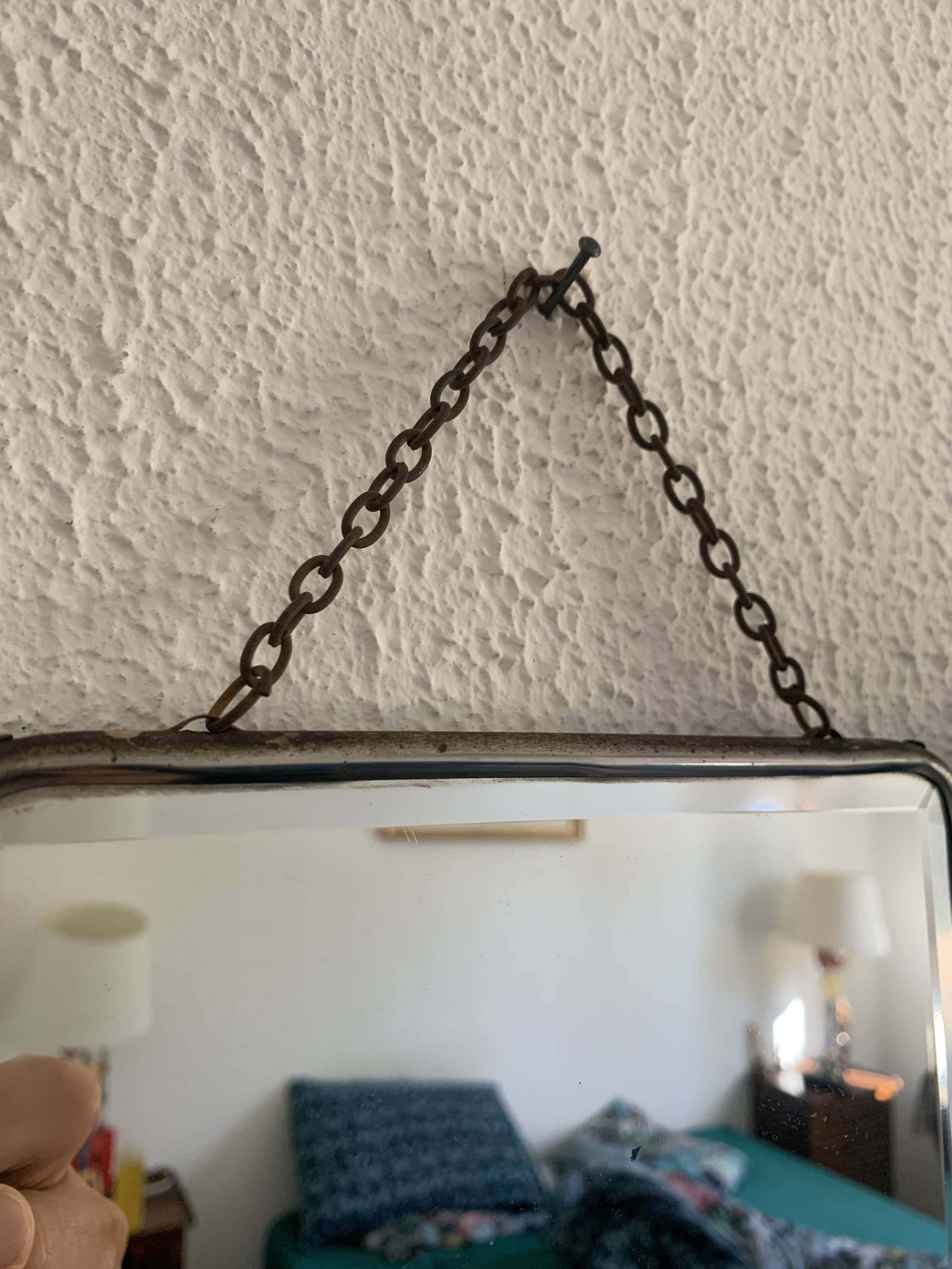 Miroir vintage 1950 triptyque barbier biseauté canard - 24 x 58 cm
