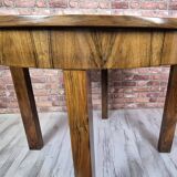 Renovated Art Deco round walnut extendable dining table