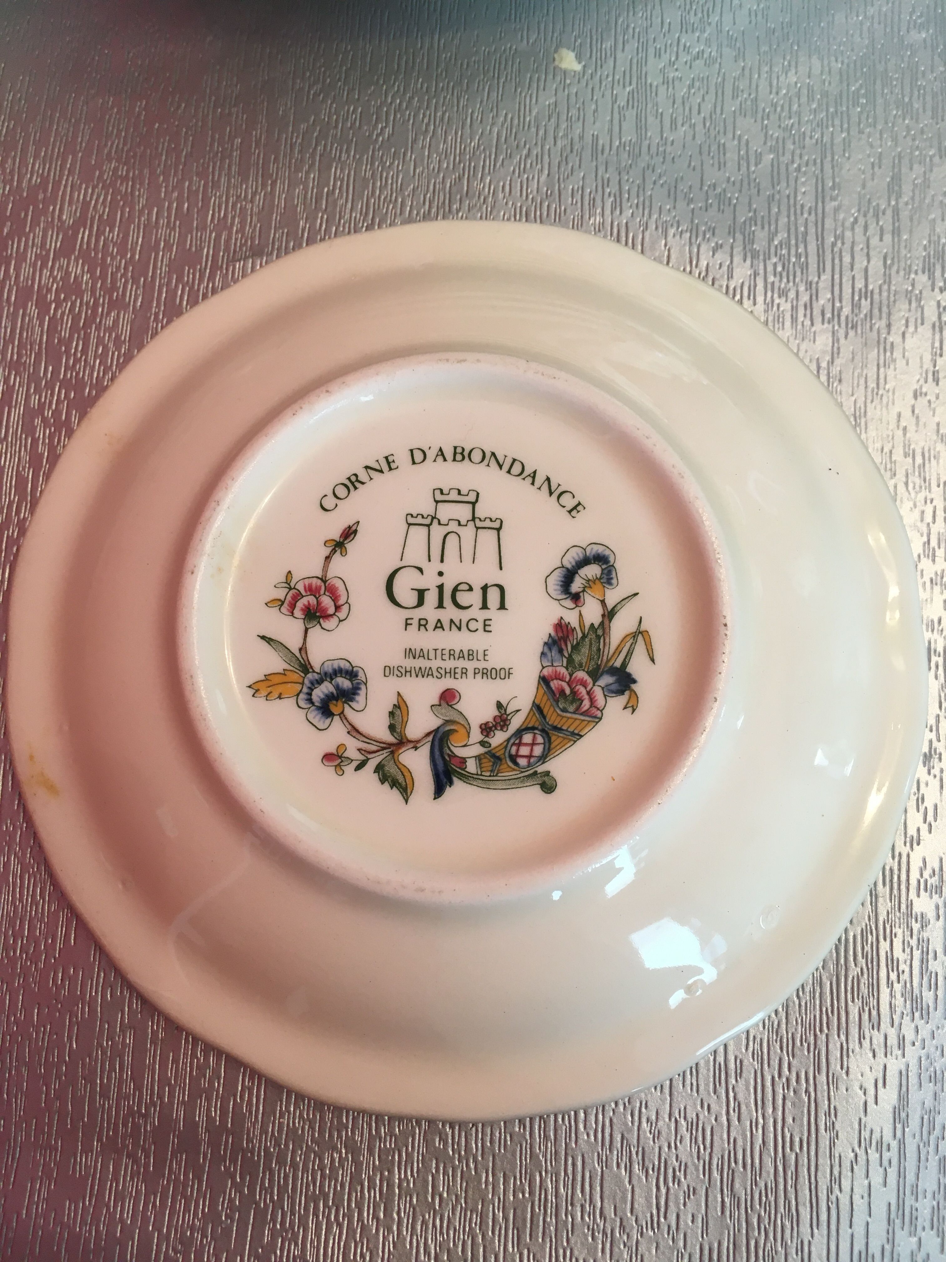 Service pieces at Gien's "The Horn of Plenty"