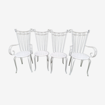 Lot de 4 fauteuils de salon de jardin grands dossiers années 40