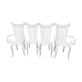 Lot de 4 fauteuils de salon de jardin grands dossiers années 40