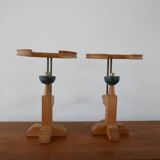 Guillerme et Chambron Oak and Ceramic Mid-Century French Table Lamps (3 Available)