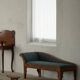 Danish Art Nouveau chaise longue in oak and "Mikey" upholstery by Lisa Larson, 1920s.