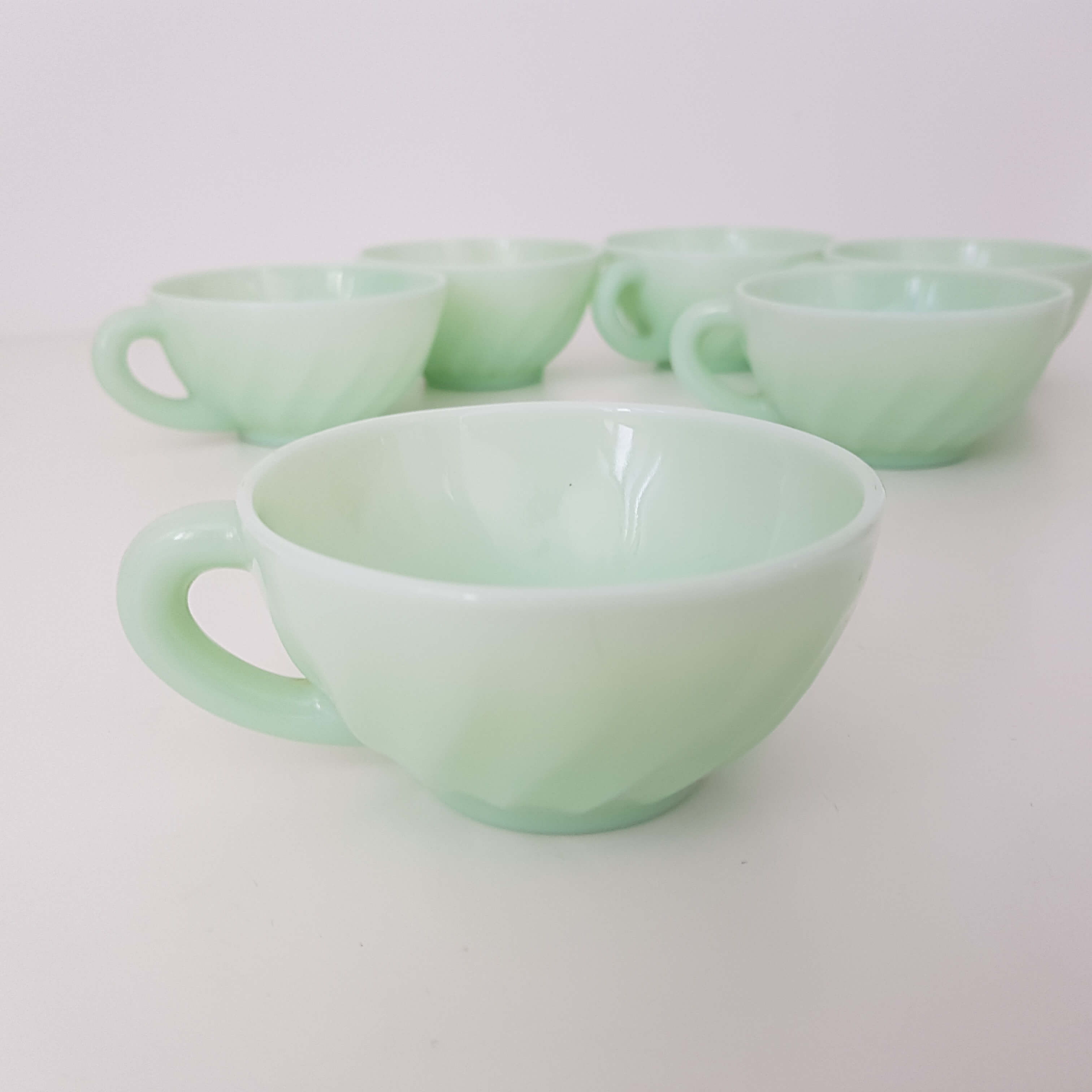 Lot de 6 Tasses à café vert d'eau vintage