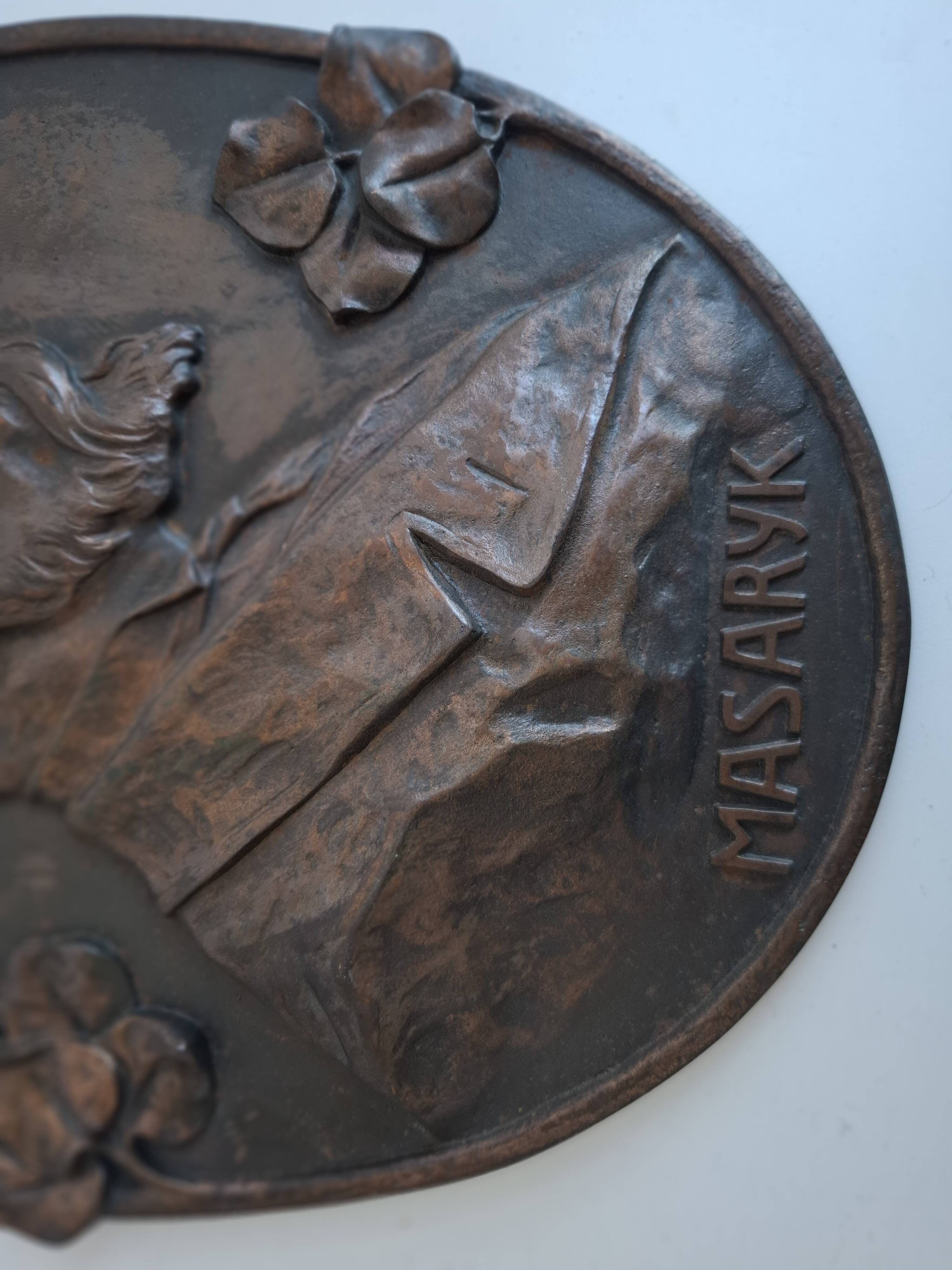 Plaque murale Art Déco T. G. Masaryk 1920, Tchécoslovaquie
