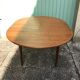 Ancienne table à manger scandinave en bois de teck et pieds compas avec rallonges vintage
