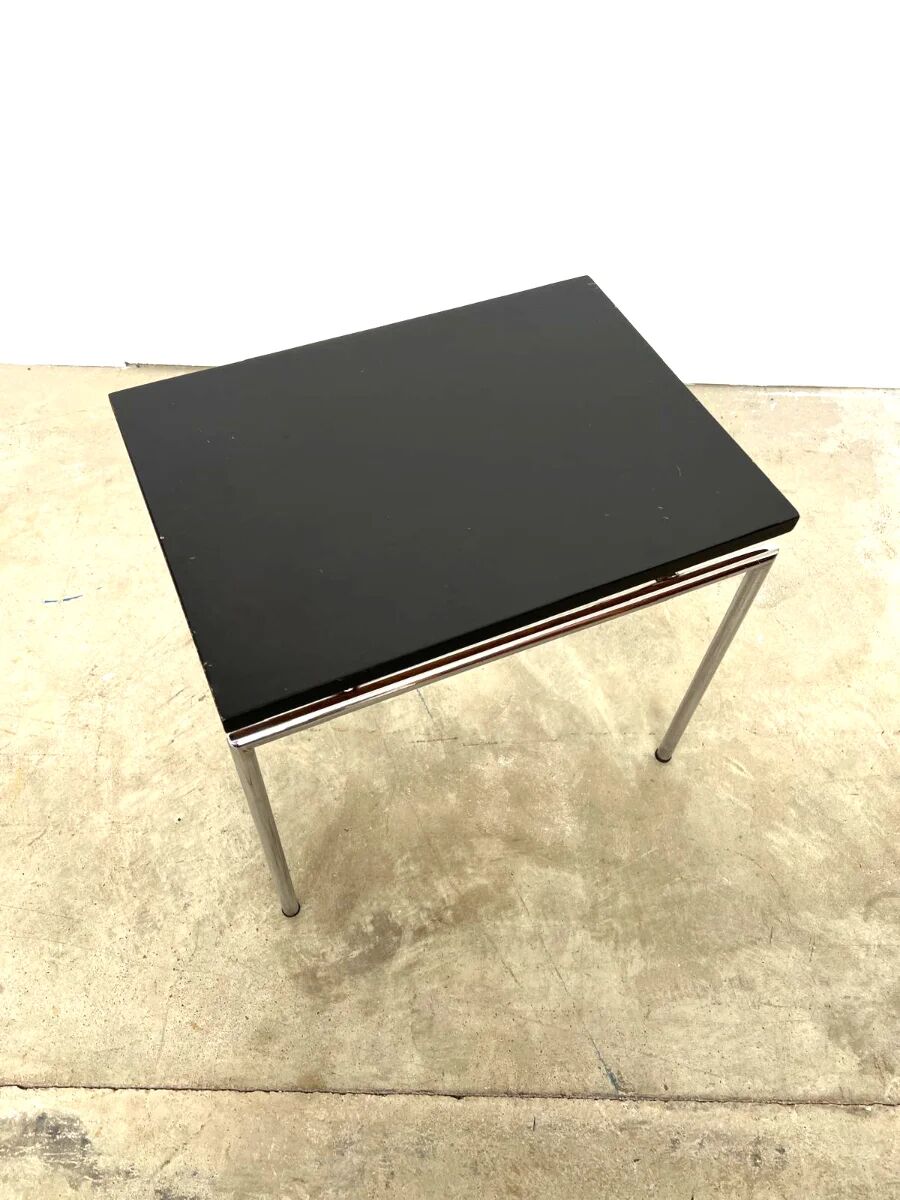 Vintage side table – Chrome and black – Netherlands 1960