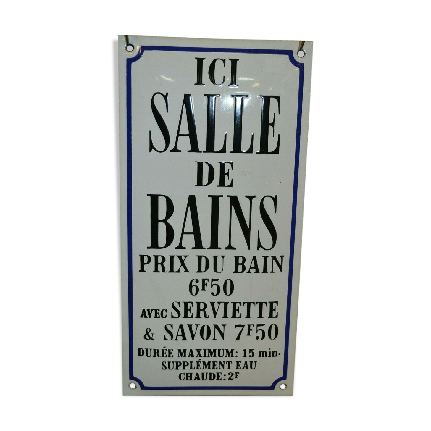 Enamelled plaque "here bathroom..."