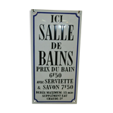 Enamelled plaque "here bathroom..."