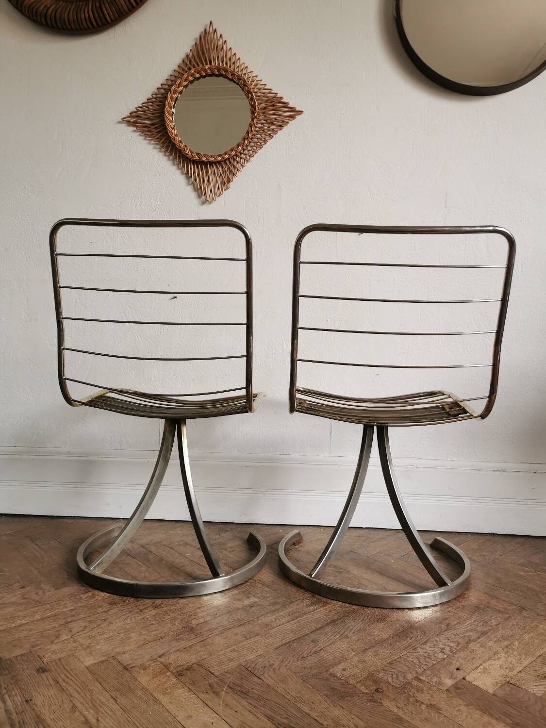 Paire chaises dorées