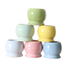 Set of 6 pastel ceramic coquetiers, 1950, vintage