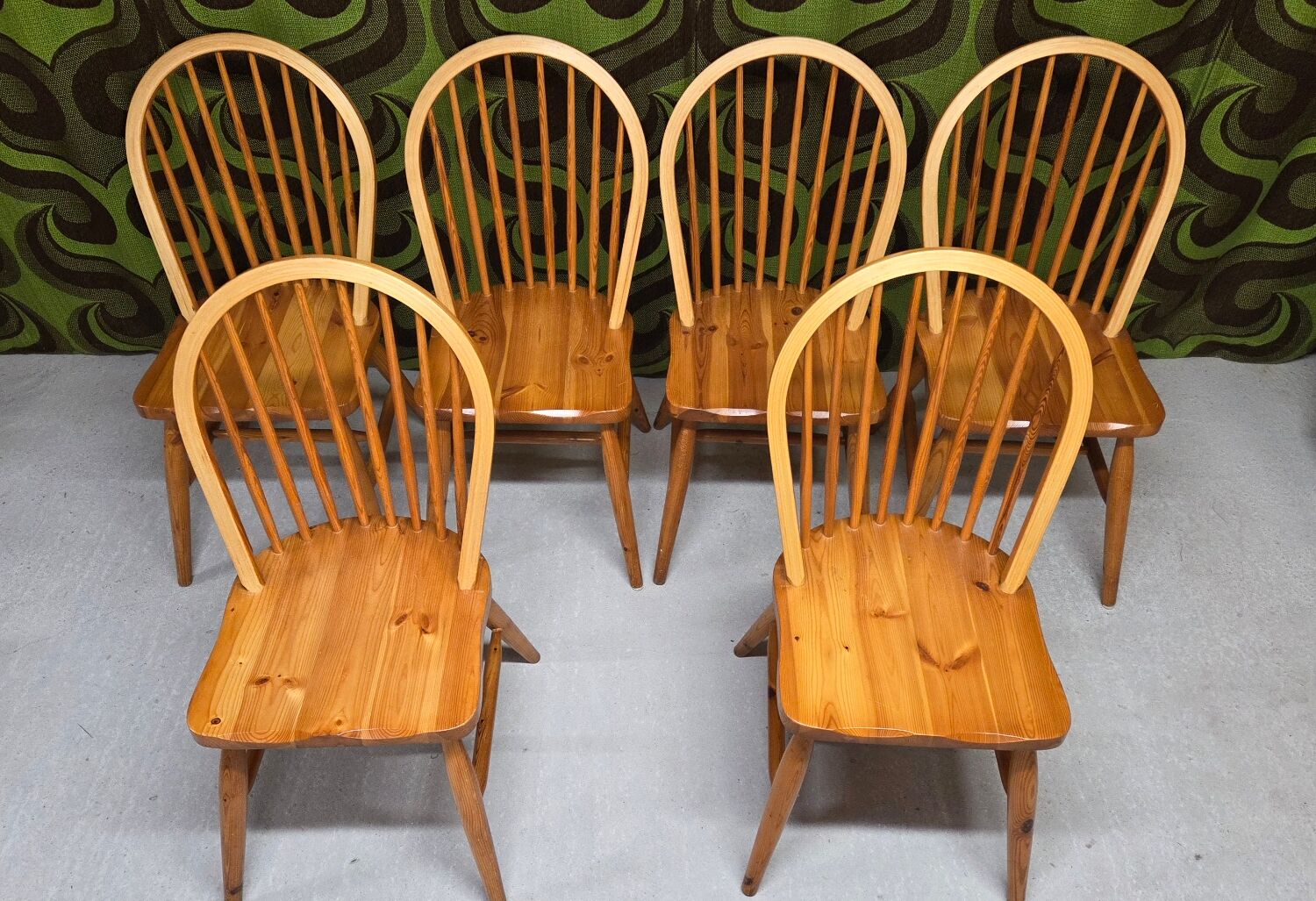 Set of 6 Danish pine chairs 1980