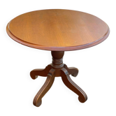Table d'appoint ronde pied central en bois massif XXème