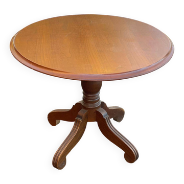 Table d'appoint ronde pied central en bois massif XXème