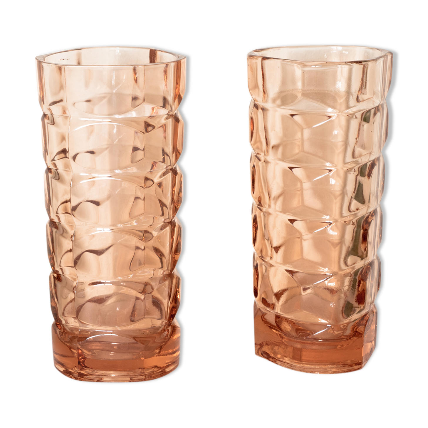 Pair of antique pink glass vases