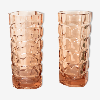 Pair of antique pink glass vases