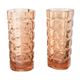 Paire de vases en verre rose ancien