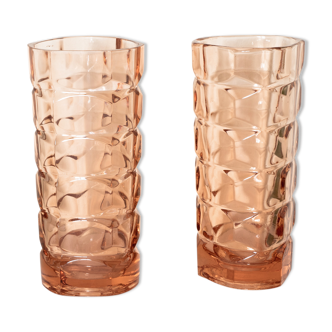 Pair of antique pink glass vases