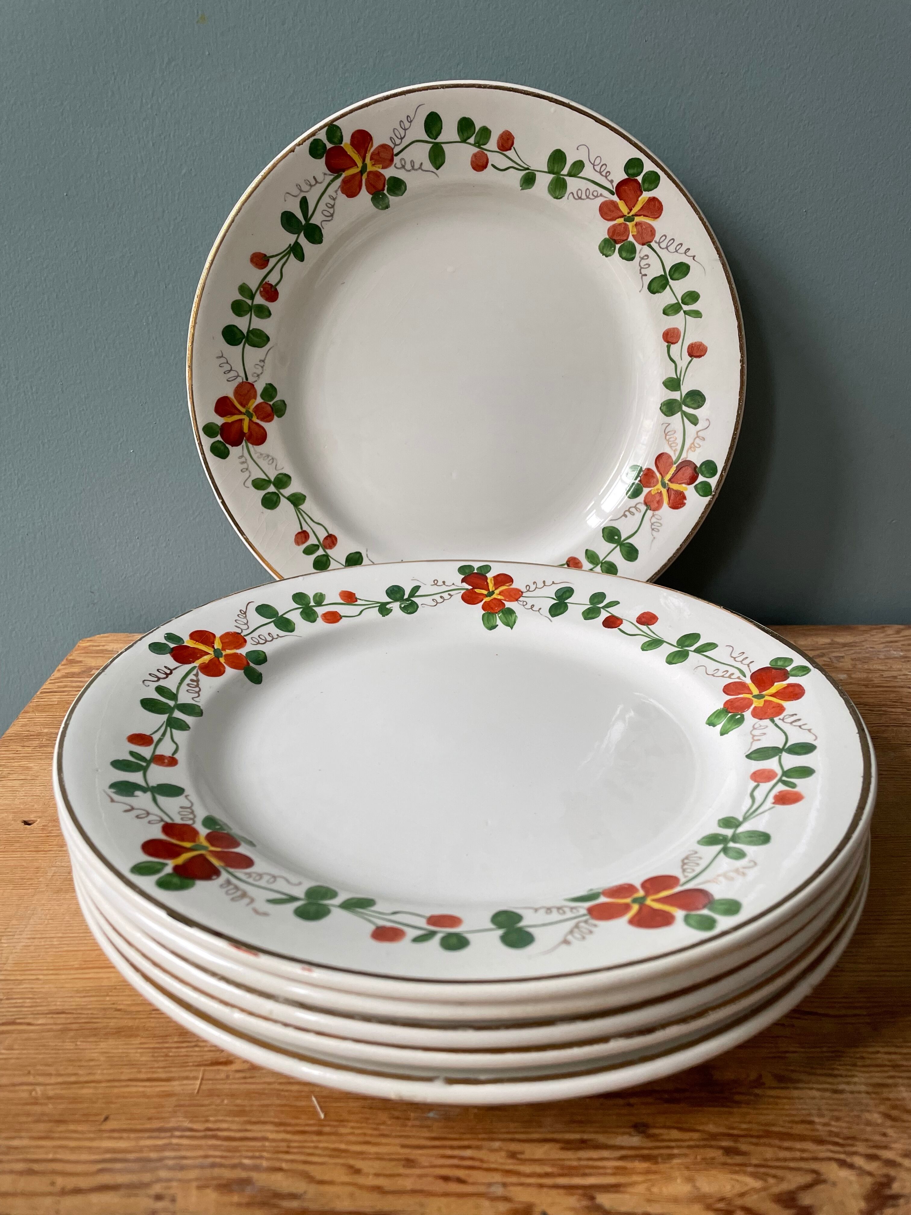 Set of 6 flat plates Terre de Fer Moulin des Loups & Hamage