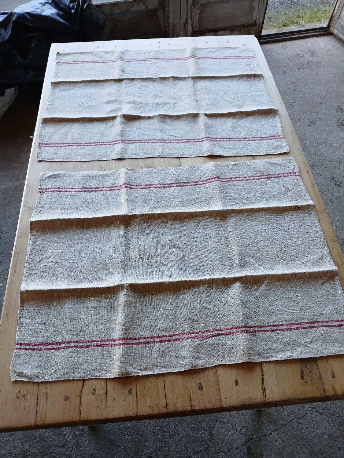 2 old embroidered tea towels