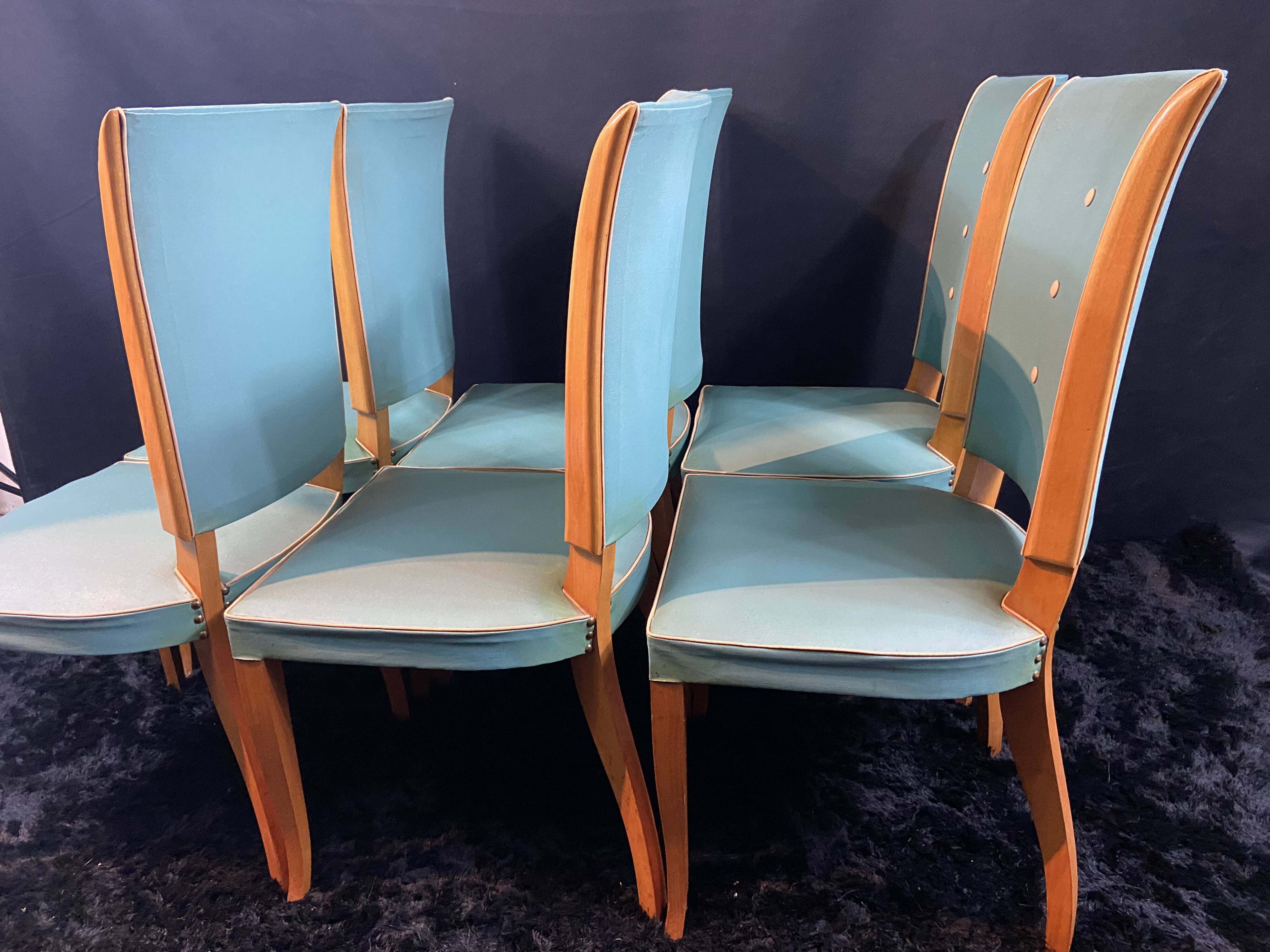 Suite 6 chaises design moderniste 1950
