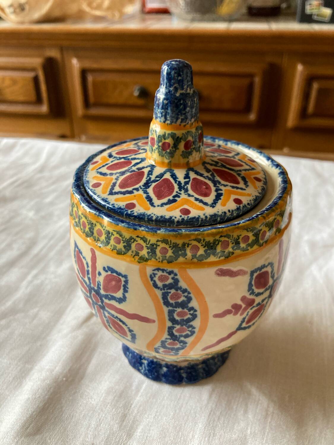 Henriot-Quimper faience sugar bowl in excellent condition.