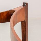 Table basse ronde en palissandre avec plateau en verre, modèle n° 104, design Sven Ellekaer
