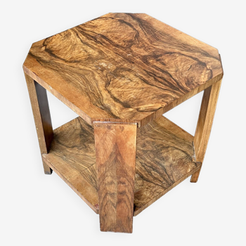 Coffee table - end table in burl veneer - octagonal tops - Art Deco circa 1930.