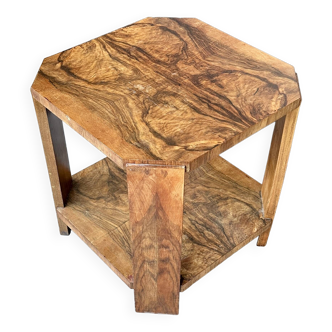 Coffee table - end table in burl veneer - octagonal tops - Art Deco circa 1930.