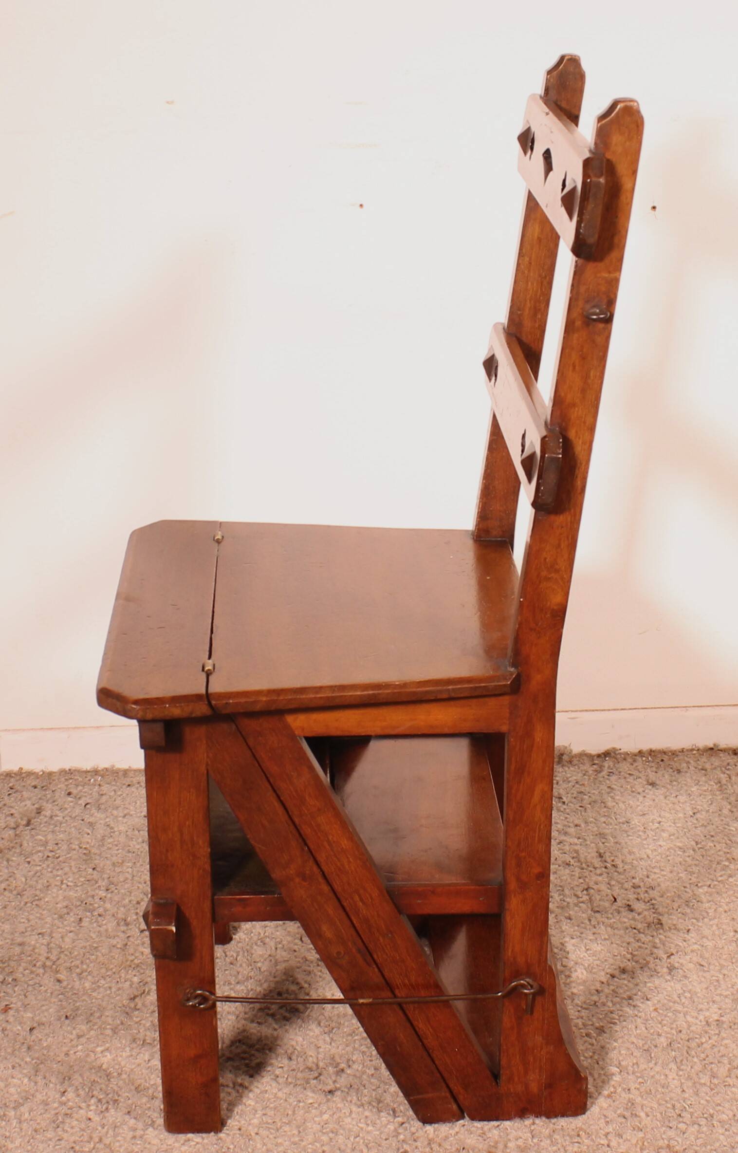 Transformable Library Step Stool into Chair - 19th Century