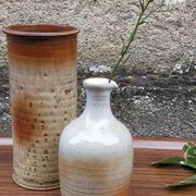Light stoneware potter's bottle with vintage spout