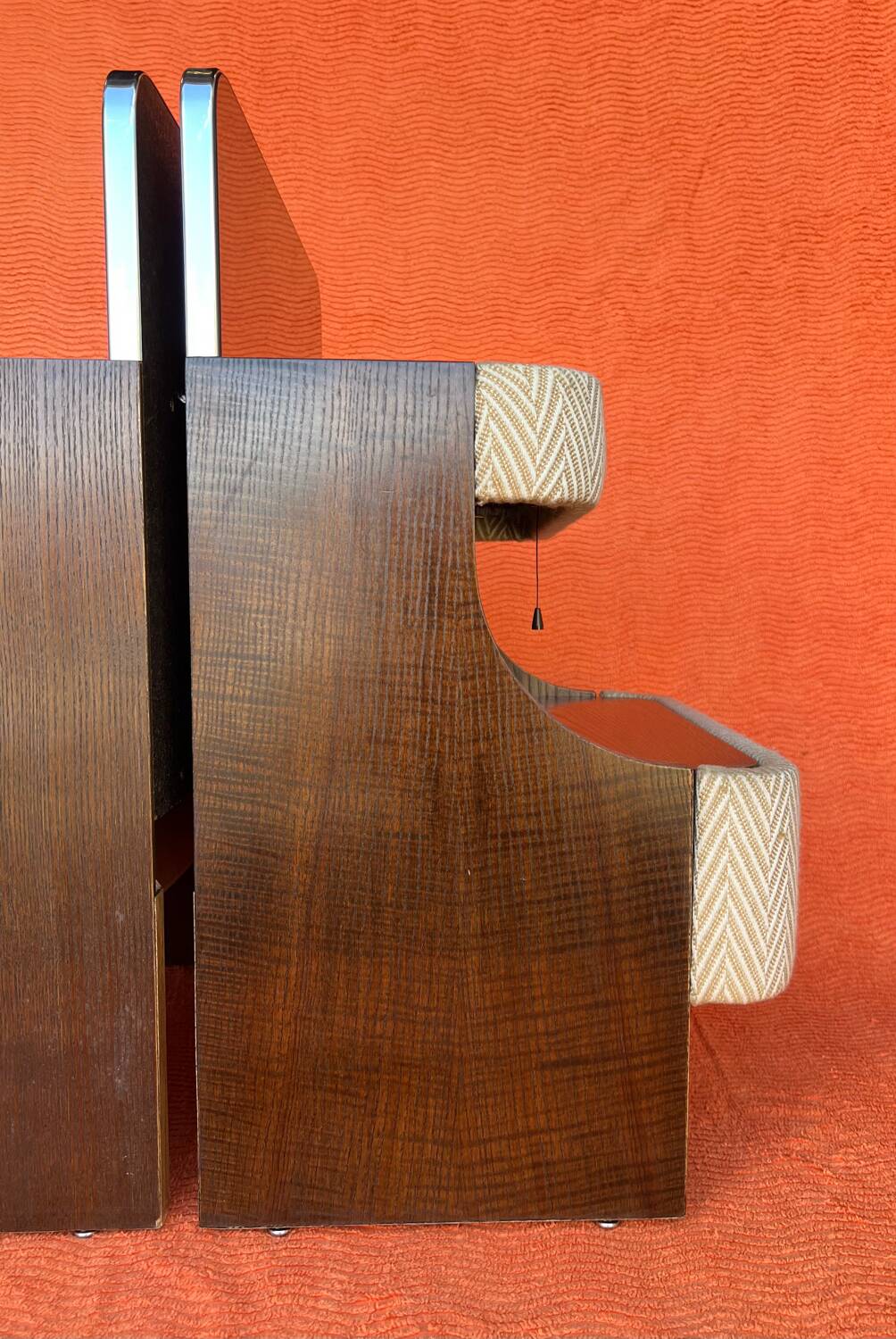 SET OF 2 VINTAGE 1970S NIGHTSTANDS/SOFA ENDS IN WOOD AND FABRIC