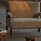 Danish two-seater canapé from the early 20th century in merino wool and wood, 1930s.
