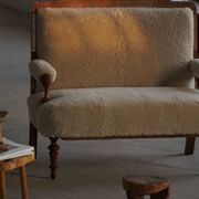 Danish two-seater canapé from the early 20th century in merino wool and wood, 1930s.