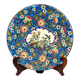 Plat en émaux de Longwy – Décor d’oiseaux et fleurs polychromes – 1950
