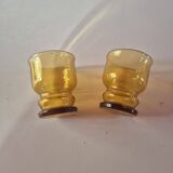 set of 2 smoked yellow amber vintage Pernod SA glasses