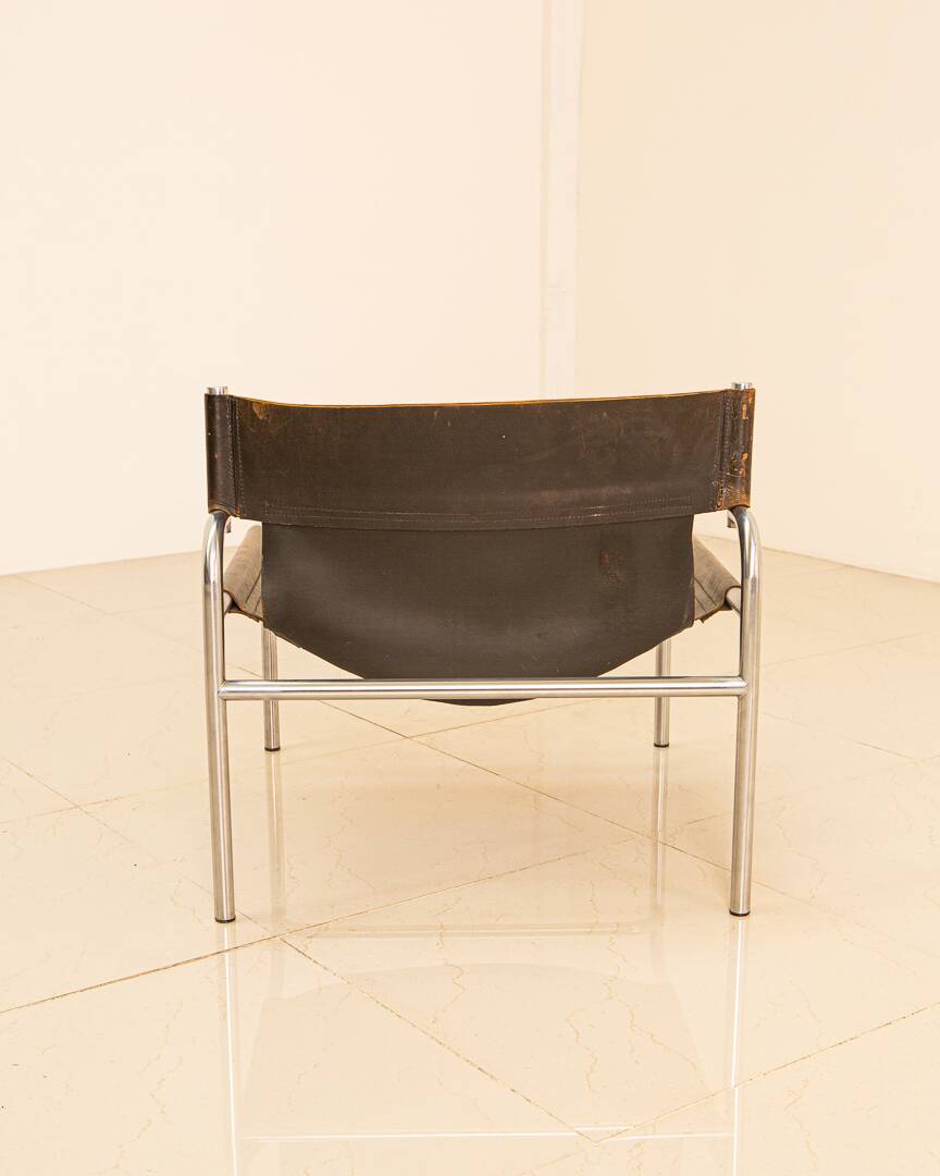 "SZ12" armchair in brown leather by Walter Antonis for Spectrum 60's