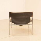 "SZ12" armchair in brown leather by Walter Antonis for Spectrum 60's