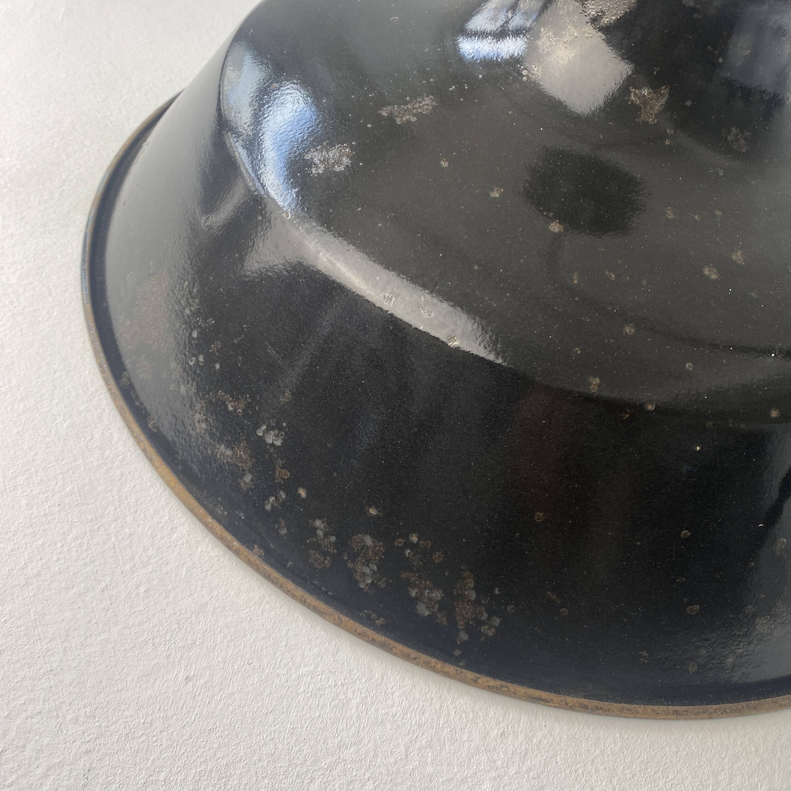 Old industrial pendant light in black enamel 40 cm