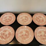 Lot de 6 assiettes plates anciennes décor English