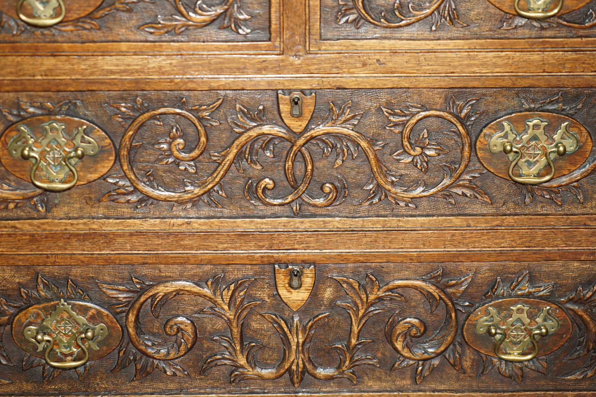 Victorian oak commode finely carved.