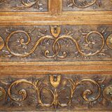 Victorian oak commode finely carved.