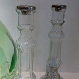 Duo of glass candle holders